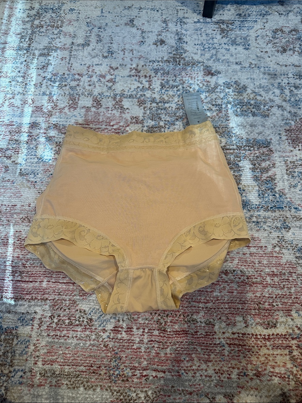 Hey Girl High-Waist Butt Shaping Briefs with Lace Trim - Nude-M